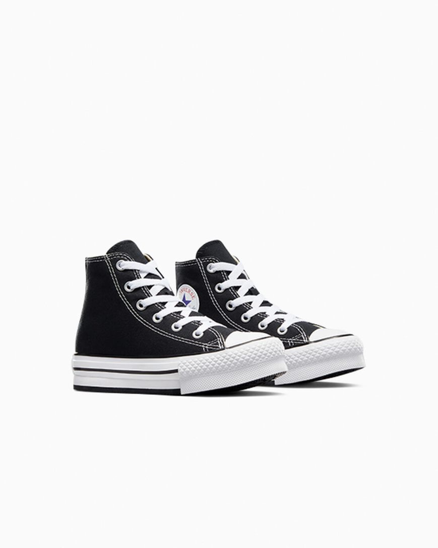 Zapatos Plataforma Converse Chuck Taylor All Star Lift Altas Niña Negras Blancas Negras | PE 7E58P0